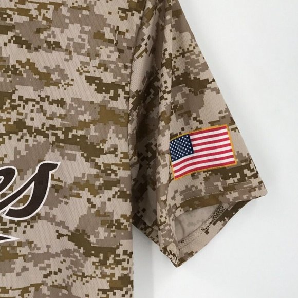 San Diego Padres Mens Shirt XL Kemp Short Sleeve Button Up Camo MLB Baseball - Picture 6 of 15